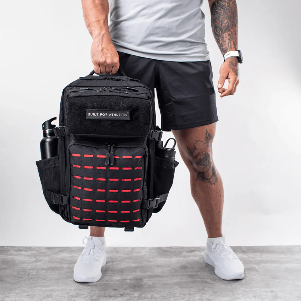 BUILT ATHLETES 45 LARGE BLACK & RED GYM BACKPACK - Liftdex