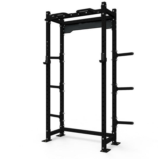 Liftdex Signature Power Rack – heavy-duty 80x80x3mm black steel power cage with textured pull-up bar and Westside hole spacing for safe strength training