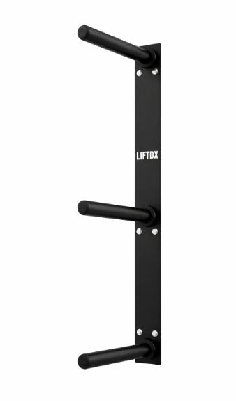 Black wall-mounted pull-up bar with 'Liftox' branding on a white background