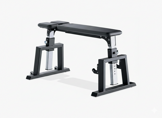 Black adjustable weight bench on a white background