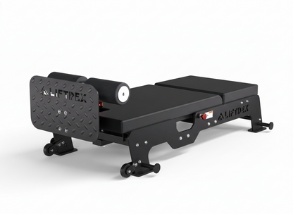 Black adjustable bench with 'Allfitdex' branding on a white background