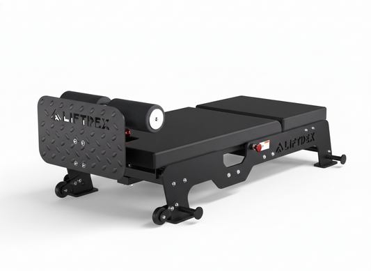 Black adjustable bench with 'Allfitdex' branding on a white background