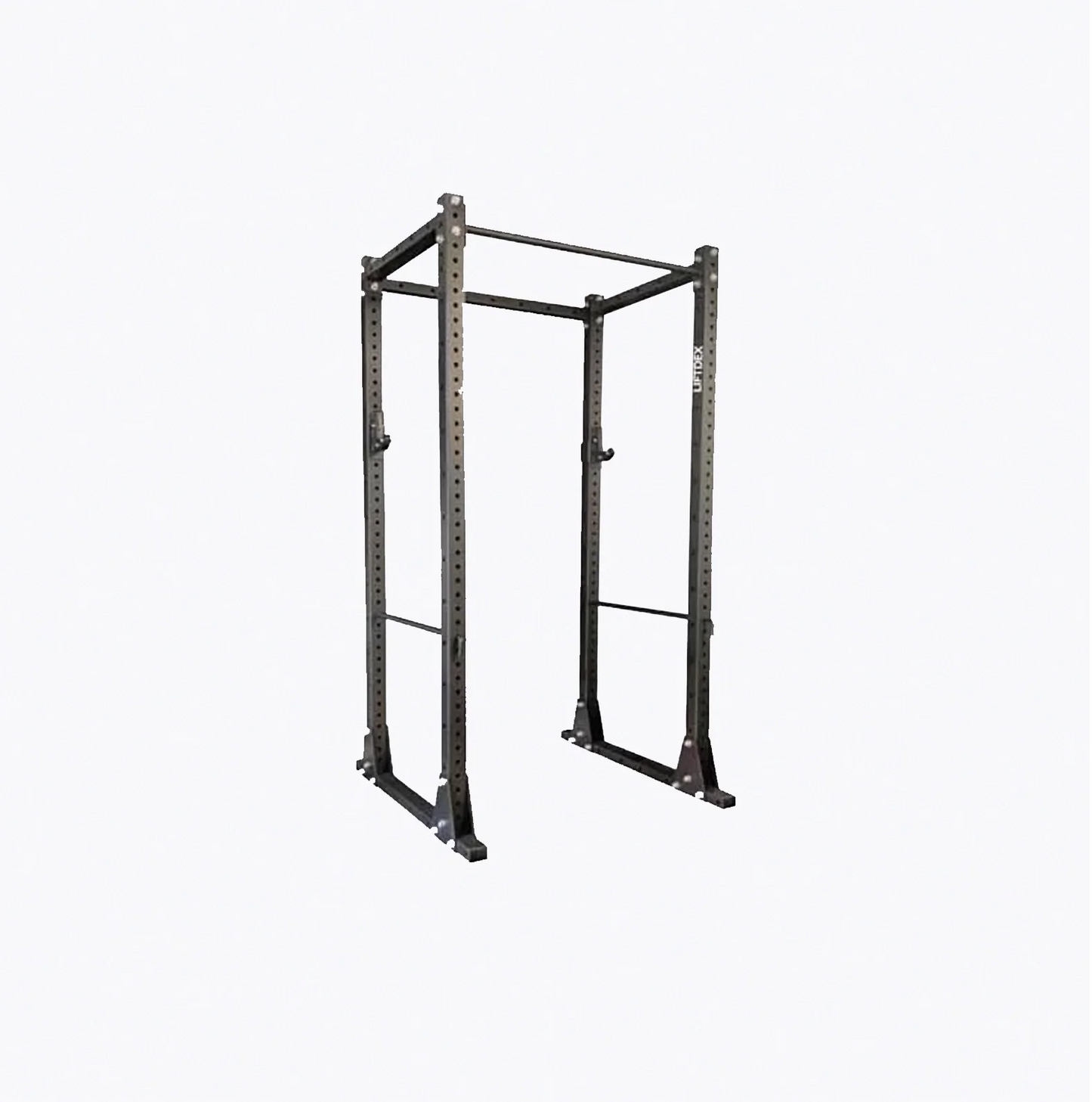 Liftdex Hulk Power Rack – heavy-duty black 11-gauge steel power cage with pull-up bar, J-hooks, and safety spotters for squats and bench press
