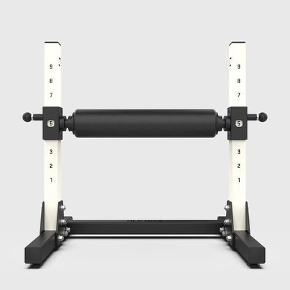 Black and white metal stand with roller on a light gray background