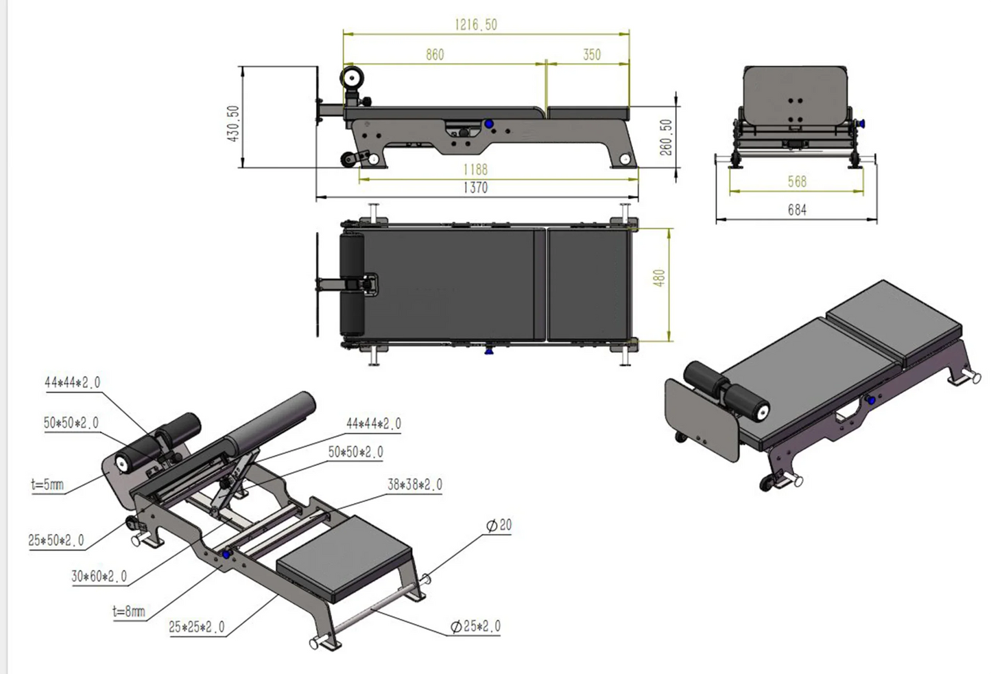 Nordic Curl Adjustable Bench image with description