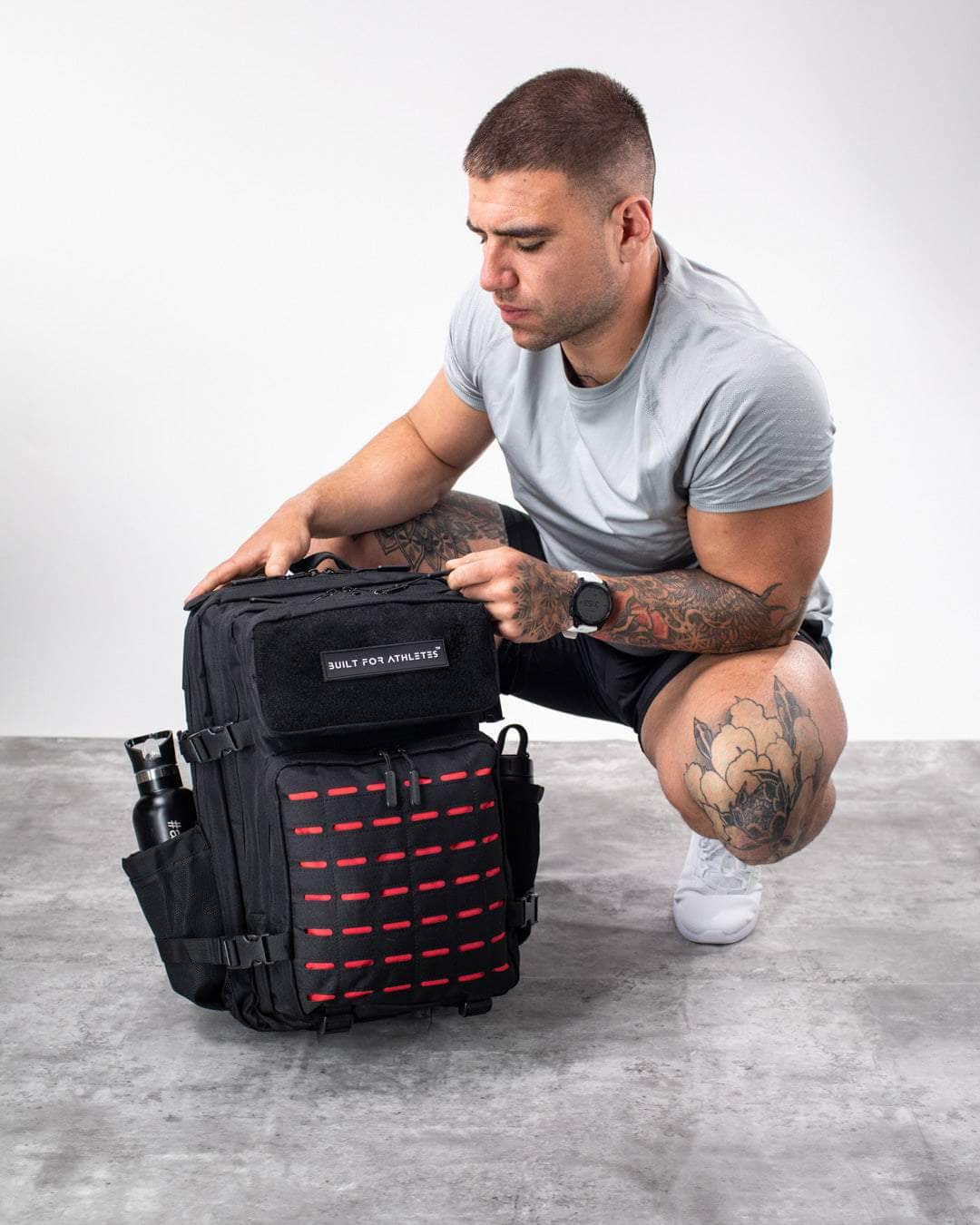 BUILT ATHLETES 45 LARGE BLACK & RED GYM BACKPACK image 2