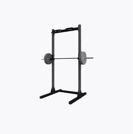Liftdex squat rack full front view – sturdy black power stand with pull-up compatible top bar, wide stable base and adjustable height for safe strength training UAE