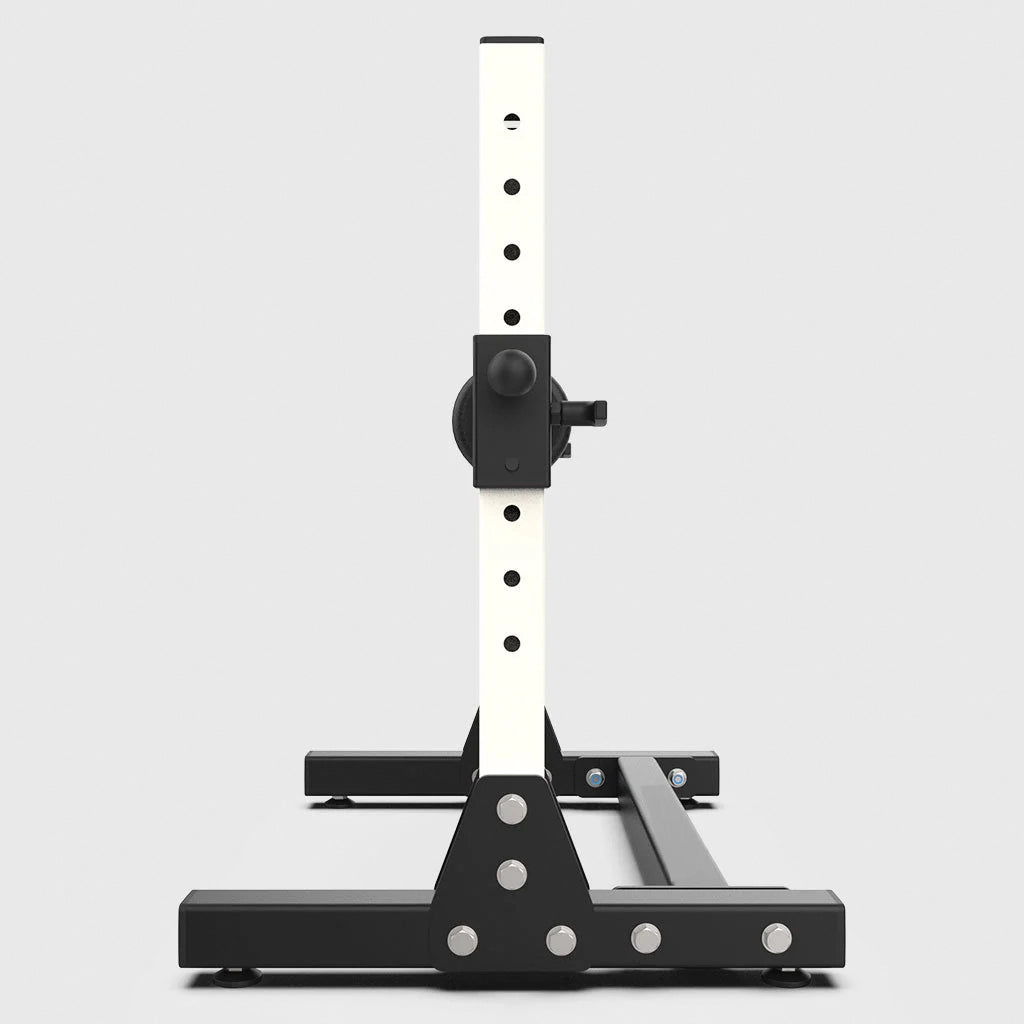 Black and white adjustable stand on a light gray background
