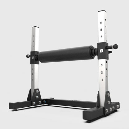 Black and silver weightlifting stand on a white background